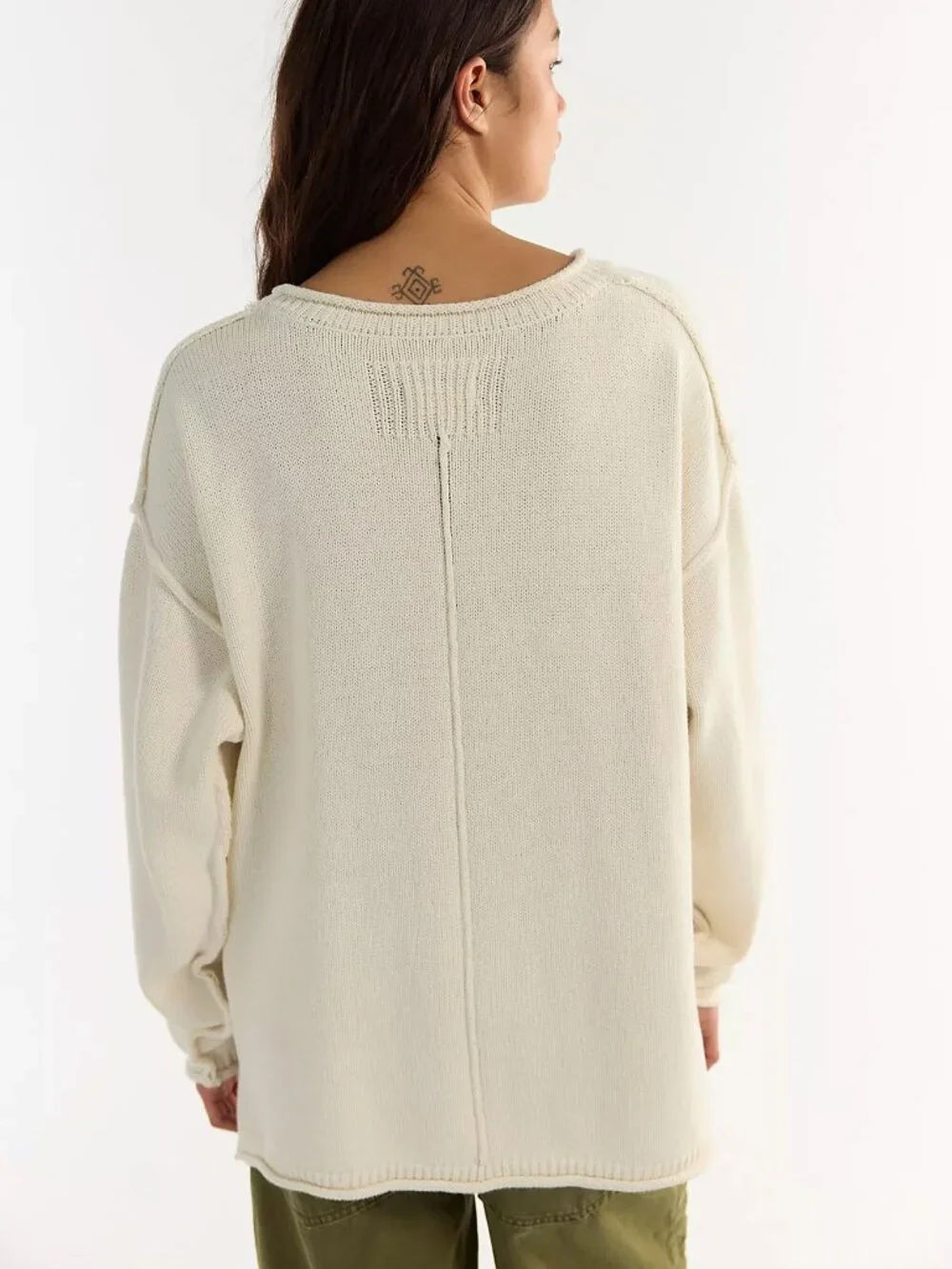 ☀️ We The Free Free People Ella Roll Neck Sweater Gardenia Cream Small NWOT